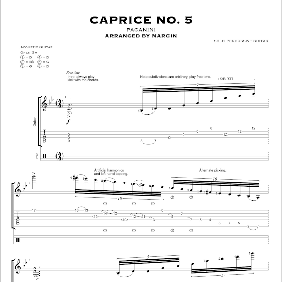 Official tab & sheet music for Marcin's version of Paganin...